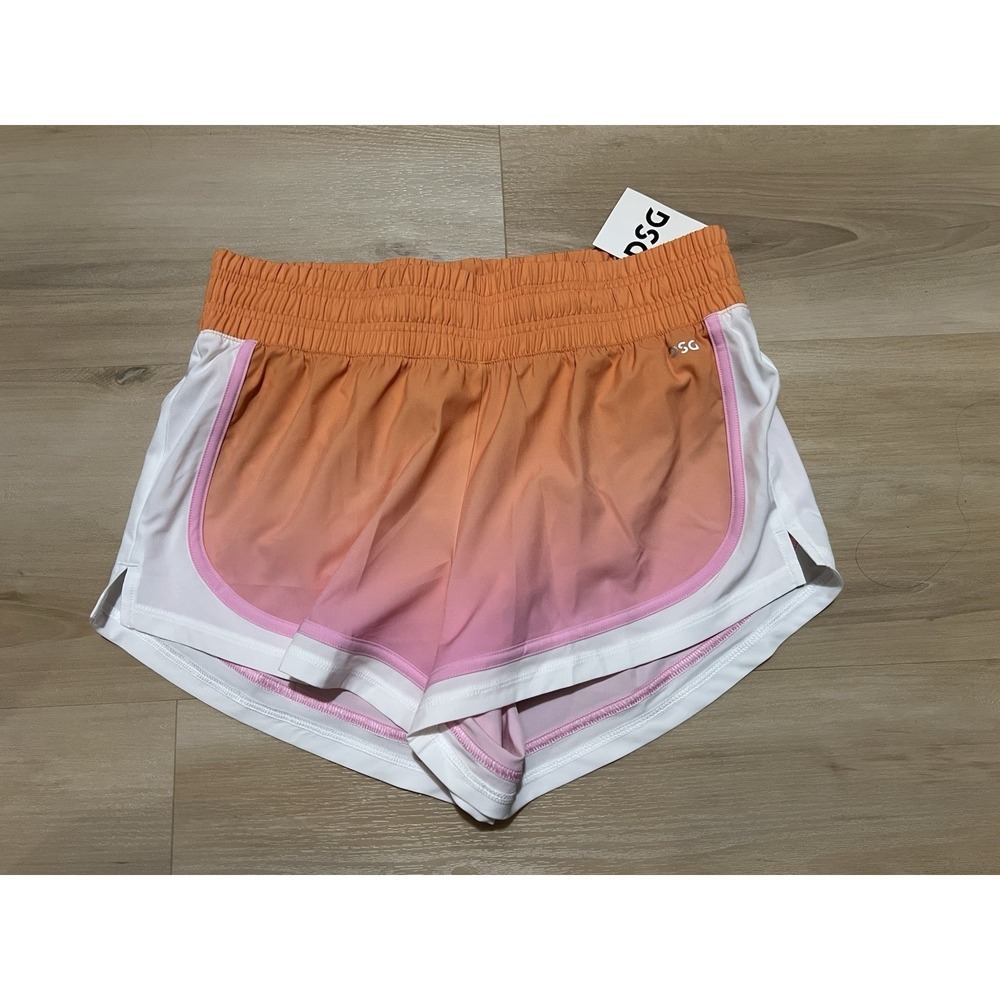 NWT DSG Women's High Rise Stride Shorts 50+ UV Pink Orange Ombre Size Small